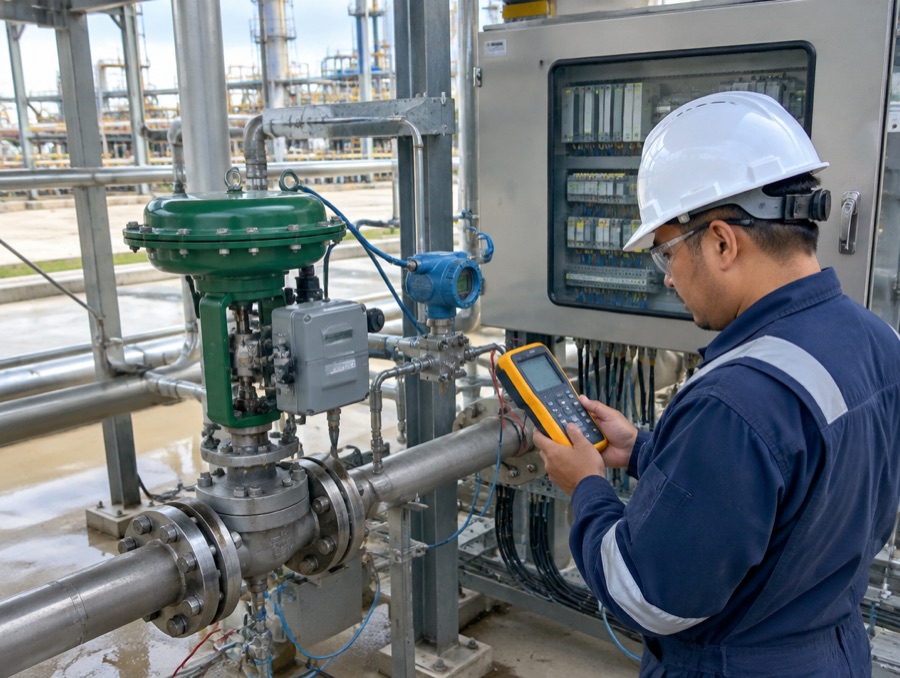 Calibración de transmisor y válvula de control en planta
